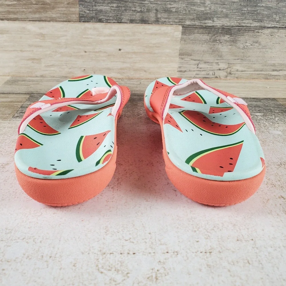 Spenco Yumi Fruitopia Womens Flip Flop Sandals Sz 5 B Vibrant Watermelon Slip On